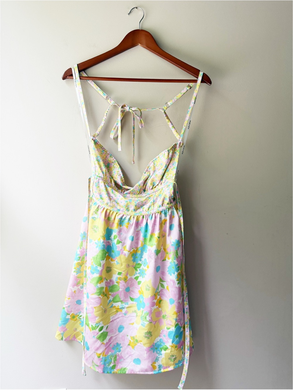 For Love & Lemons Emily Floral Backless Mini Dress Medium Pastel - Picture 8 of 10